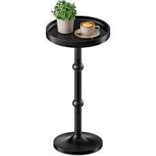 Small Round Side Table, Coffee Table for Small Spaces, Modern Bedside Table with Metal Legs, Weighted Iron Base, Round Side Tables for Living Room, Bedroom, Narrow Corners, Sofa, Couch