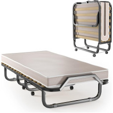 GOPLUS viengulė sulankstoma lova 90 x 200 cm, sulankstoma lova suaugusiesiems su 10 cm atminties putų čiužiniu, ortopedinė, 130 kg apkrova, sulankstoma lova 1 asmeniui svečiams ir ortopedinė (balta)