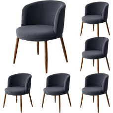 KCCRHIN Kėdžių užvalkalai su išlenktu atlošu, 1/2/4/6 dalių rinkinys, storas elastingas kėdžių užvalkalas, skalbiamas kėdžių užvalkalas, kėdžių apsauga žemam atlošui valgomajame, viešbutyje, biure, kavinėje, pilka, 6 dalys