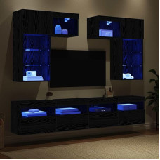 Wohnzimmermöbel-Set, TV-Wandeinheit, TV-Möbel, modern, handwerkliche Eiche