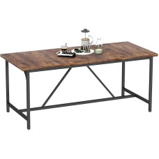 HOMCOM stačiakampis valgomojo stalas 6-8 asmenims, pramoninis virtuvės stalas su storu stalviršiu ir metalinėmis kojomis, 180 x 80 x 75,5 cm, kaimiškos rudos spalvos