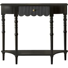 LUNAIZHUO Konsolentisch aus Massivholz, Konsolentisch Schwarz mit Stauraum, Hohe Beine im Römischen Stil für Wohnzimmer, Flur, Diele und Büro (Black, 80cm/31in)