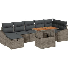 Rantry Garten-Sofa-Set mit Kissen mit Speicher 8 pcs Grau Poly Rattan Model3360031