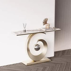 Moderner Konsolentisch für den Eingangsbereich – Leichte, luxuriöse Steinplatte mit goldenem Metallgestell, minimalistischer Sofatisch für Wohnzimmer, Flur, Schlafzimmer, Eingangsbereich, hi