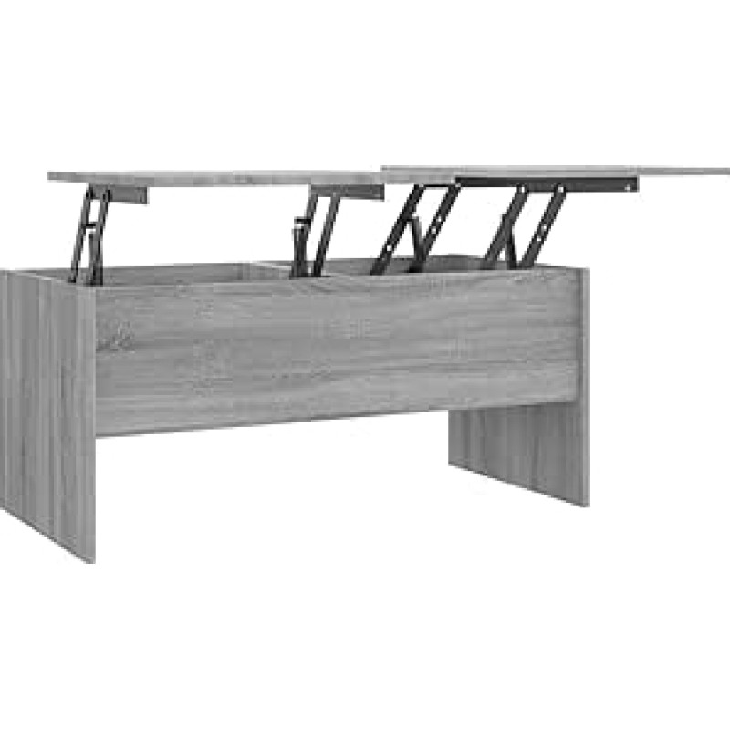 vidaXL Kavos staliukas Reguliuojamo aukščio kavos staliukas Svetainės staliukas Šoninis staliukas Sofos staliukas su laikymo vieta Pilka Sonoma 102 x 50,5 x 46,5 cm Medienos medžiaga