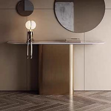 Modernus dekoratyvinis baldas, skirtas patalpų zonai - Stilvoller Sofatisch für den Flur mit stabilem Metallfuß, perfekte Akzentmöbel für Wohnzimmer, Foyer und Flur (Gold, 100 cm)