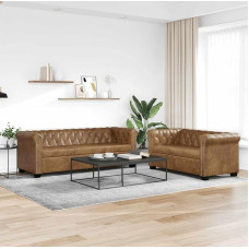 Česterfildo sofa 2-viečių ir 3-viečių Lounge sofa Minkšta sofa Lounge sofa Sofa komplektas Derliaus sofa Biuro sofa Minkštasuolis stiliaus sofa Sofa sofos komplektas Minkšta sofa dirbtinės odos rudos spalvos