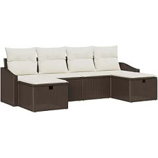 6 dalių sodo sofos komplektas su sėdynėmis - Braunes Poly-Rattan Gartenlounge Modelis3360649
