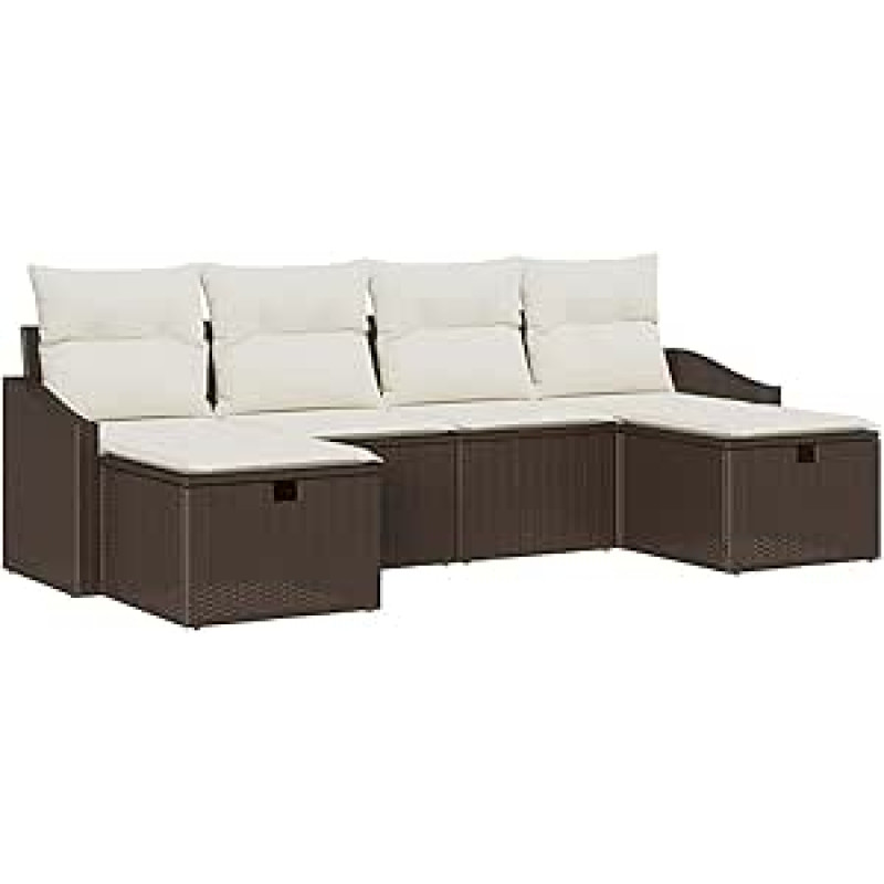 6 dalių sodo sofos komplektas su sėdynėmis - Braunes Poly-Rattan Gartenlounge Modelis3360649
