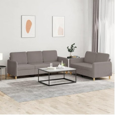 2-TLG. Sofagarnitur mit Kissen, Taupe Stoff, Robustes Metallgestell, bequemes Wohnzimmer Sofa Set, 2-Sitzer & 3-Sitzer Couch, strapazierfähig für Zuhause
