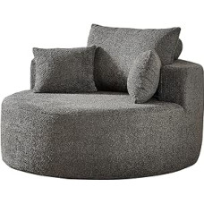 Viengulė kėdė, miegamoji kėdė, per didelis apvalus šezlongas, statinė viengulė kėdė, apskrita sofa-lova kėdė, sofa be kaulų svetainei miegamajame, moderni lovos kėdė, šenilinė pilka