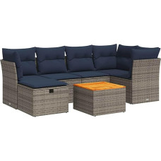 7 dalių sodo sofos komplektas su pagalvėle Pilka polietileninė rotango sodo poilsio zona Modelis3325764