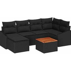 Gartensofa-Set mit Speicher 7 pcs Schwarz Poly-Rattan Gartenmöbel Model3356525