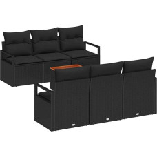 Gartensofa-Set mit Kissen 7 pcs Schwarz Poly-Rattan Gartenmöbel Modelis3347653