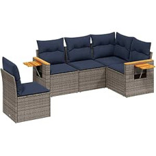 Garten-Sofagarnitur Set Ecksofa & Mittelsofa, Grau, PE-Rattan, 62x62x69 cm - für Terrasse und Innenhof Model3226817