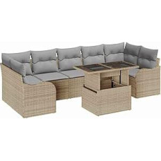Gartensofa-Set mit Kissen 8 pcs Beige Poly-Rattan Gartenmöbel Modelis3348416
