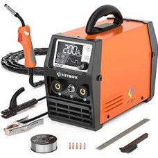 HITBOX Cored Wire Welding Machine without Gas, 200A 230V Cored Wire Welding Machine 4-in-1 Function Gasless MIG Welding Machine/ARC/MMA/Lift TIG/Spool Feeder (HIM200)