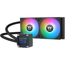 Thermaltake LA240-S ARGB Sync AIO 240 mm vandens aušinimas - 2,4 colių segmentinio LCD ekrano vandens blokas CPU temperatūrai ir naudingumui nustatyti, 2 x 120 mm PWM ARGB ventiliatorius iki 2500 aps/min, Intel/AMD (LGA1700/AM5), juodas