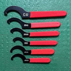 6-teiliges verstellbares C-Hakenschlüssel-Set, offenes Ende, ER-Schraubenschlüssel mit rutschfestem Gummigriff für Graviermaschinen und elektrische Spindeln, hergestellt aus 45#Ca