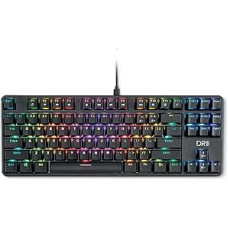 DR1TECH Raven mechaninė TKL žaidimų klaviatūra kompiuteriui/PS4 su RGB apšvietimu - 87 klavišai su apsauga nuo šmėklų - ergonomiška USB klaviatūra su kabeliu (tarptautinis išdėstymas)