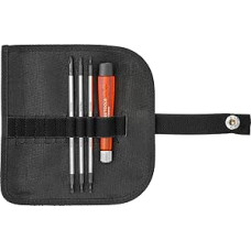 PB Swiss Tools Mini atsuktuvų rinkinys PB 510 | 100 % šveicariška gamyba | 4 dalių atsuktuvų rinkinys su dvipusiais keičiamais ašmenimis kryžminiu lizdu kompaktiškame dirbtinės odos krepšyje
