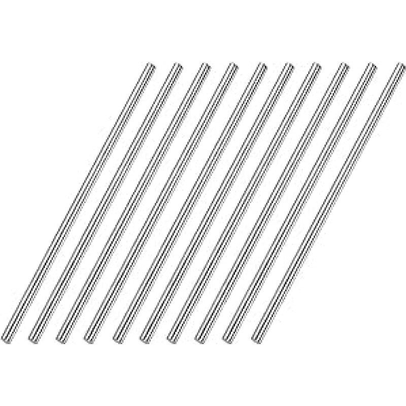 Nerūdijančio plieno linijiniai velenai, 10 apvalių strypų pakuotė, pagaminti iš 304 nerūdijančio plieno, skersmuo 2-3 mm, ilgis 500 (skersmuo 2 mm)