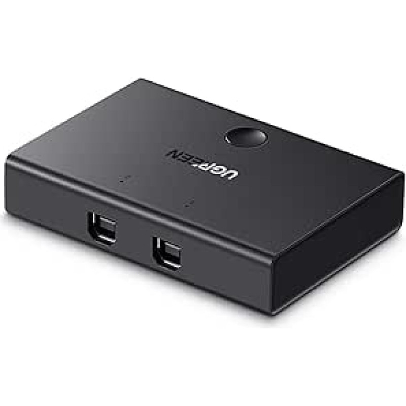 UGREEN USB 2.0 jungiklis 2 in 1 USB jungiklis 2 in 1 išvesties USB jungiklis su 2 USB kabeliais, skirtas dalytis USB įrenginiais, pvz., klaviatūra, pele, USB atmintine, kietuoju disku, spausdintuvu, skeneriu ir kt.