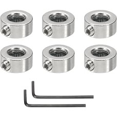 išteklių žemėlapis Bohrung 8mm Schaftmanschette 16mm OD 8mm Dicke Kohlenstoffstahl Fahrwerk Stopper Radkragen mit Stellschraube & 2 Sechskantschlüssel für Werkzeugmaschinenindustrie (Silberton, 6 Stück)