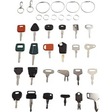 Baggerschlüssel für Ersatz JLG, für CAT, für JCB, für Kubota, Hyster, für Takeuchi und - 24-teiliges Set mit Schlüsselringen