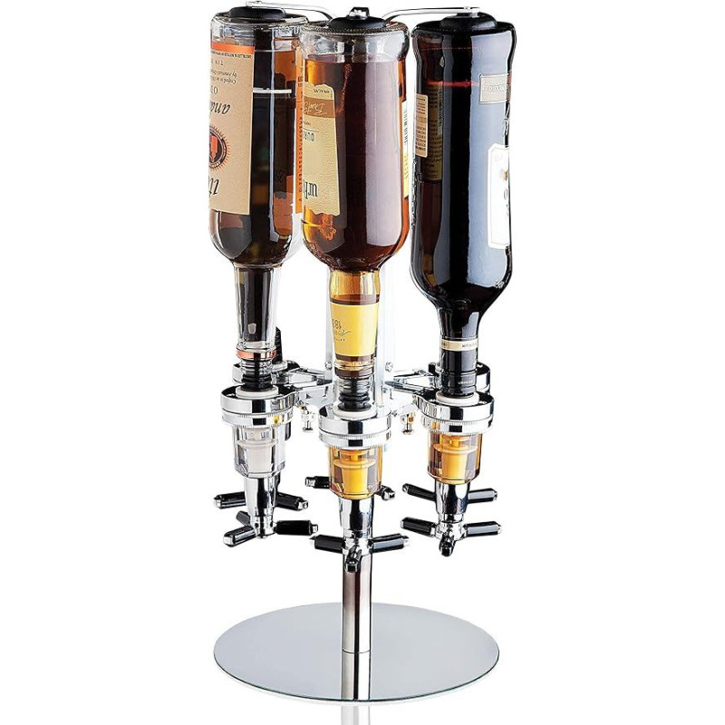 United Entertainment Bar Butler Carousel Bottle Holder for 4 Bottles, Rotating Cocktail Drink Dispenser for Man Cave, Home Bar, Kitchen, 51 x 24.5 cm