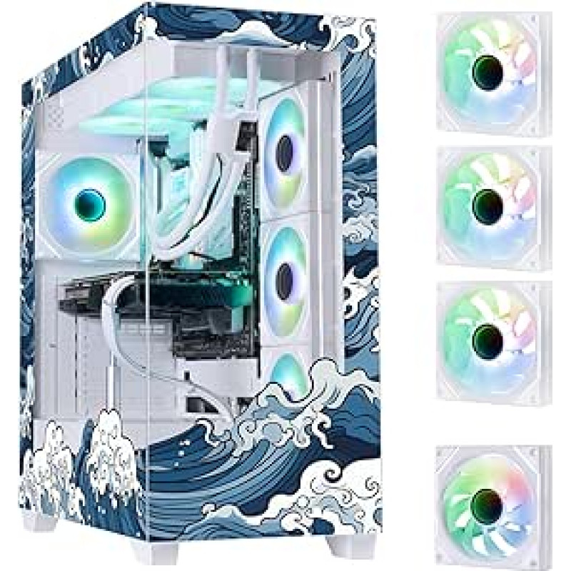 Vidutinio formato kompiuterio dėklas BITFENIX CETO Premium Edition Wave (baltas)