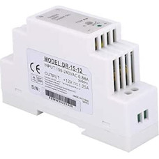 DR-15-12 DIN rail power supply 100-240 V 12 V 1.25 A switching power supply with one output, half bridge, pulse width modulation, AC-DC power source (DR-15-12)