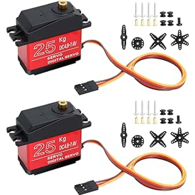 Skaitmeninis metalinis servo variklis Binghe 2 vnt. 25 kg servo variklis Skaitmeninis servo variklis RC servo, skirtas RC lėktuvui Sraigtasparnis / RC valtis / Arrma / Robotas Suderinamas su Arduino