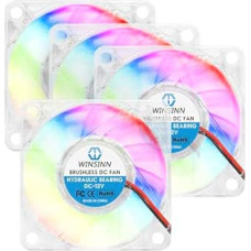 WINSINN 60 mm RGB ventiliatorius 12 V, spalvotas LED mikro 12 V ventiliatorius 6010 su hidrauliniu guoliu, bešepetėlinis aušinimas 60 x 10 mm 2PIN (4 vnt.)