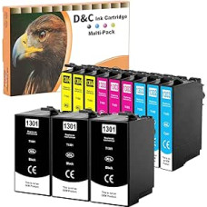 D&C 12x T1306 daugiapakopės spausdintuvo kasetės, skirtos Epson T1301 T1302 T1303 T1304, suderinamos su Epson WF 3520 kasetėmis WF-3010 WF-7515, Stylus Office BX535WD BX635FWD BX935FWD Stylus SX525WD SX535WD