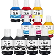 Suderinami rašalo buteliukai GI-56 / GI-56set (4 x juodas, 2 x žydras, 2 x purpurinis, 2 x geltonas), skirti 