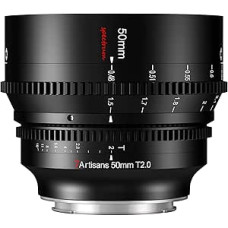 7artisans 50mm T2.0 didelės diafragmos pilno kadro objektyvas su L laikikliu, rankinis fokusavimas, mažas iškraipymas, suderinamas su Sigma FP, Panasonic S1 S1H S5, Leica SL SL2, juodas