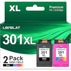 LOFBLAT 2 pakuotės 301XL kasečių, skirtų HP 301 spausdintuvo kasetėms, skirtos HP Deskjet 1000 1050 1510 2050 2510 2540 3050 OfficeJet 2620 2622 Envy 4500 4502 5530 5532