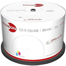 PRIMEON CD-R 80Min/700MB/52x Cake Box (50 Disc), Photo-on-Disc Surface, Inkjet Fullsize Printable