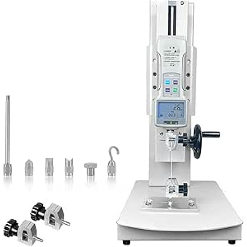 Skaitmeninis Zugprüfmaschine, 10-500 N Manueller Kraftmessständer, 300 mm Hub, mit 2 Prüfklemmen, Ausgabefunktion, LCD-Display, für Zug-, Druck- und zerstörende Prüfungen 20N