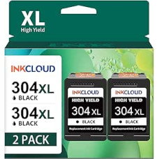 INKCLOUD 304XL Black Suderinamos su HP 304 spausdintuvo kasetės Black XL, skirtos HP Envy 5030 5010 5020 5000 5032, skirtos HP DeskJet 3750 3760 2620 3720 2630 2622 3762 3735 (2 juodos spalvos)