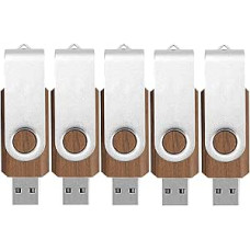 16 GB USB atmintinė medinė, 5 vnt. TATMOHIK Wood Flash Memory Stick 16 GB, 5 vnt., USB atmintinė USB 3.0, metalinis pasukamas spaustukas Medinė USB atmintinė, greitaeigė atmintinė (riešutmedžio mediena)