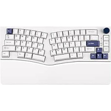 MechLands Feker Alice80 68 Tasten Ergonomische Mechanische Tastatur, QMK & VIA Programmierbar, Kabelgebundene Gaming-Tastatur, Hot-Swap-fähig, 5-lagige Polsterung, NKRO, RGB für Win/Mac (weiß)