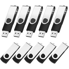 USB atmintinės 8GB, 10 vnt., 10 vnt., su nestandartinėmis žymėmis, USB 2.0 Speicherstick Schwarz Rotate 8GB USB atmintinė, skirta asmeniniam kompiuteriui / nešiojamajam kompiuteriui / autoradijui / televizoriui