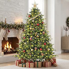 Dirbtinė Kalėdų eglutė, 180 cm, šviečianti, LED eglutė su šiltai baltomis lemputėmis, 1000 PE PVC šakų antgalių, aukščiausios kokybės, sulankstoma Kalėdų eglutė, skirta Kalėdų dekoracijoms patalpose