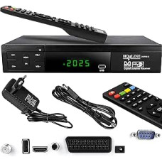 Hd-line 20700 HD palydovinis imtuvas Palydovinis DVB S2 HD imtuvas SAT Skaitmeninis palydovinis SAT imtuvas (DVB-S/S2, HDMI, SCART, 2x USB 2.0, Full HD 1080p) (iš anksto suprogramuotas 