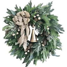 Door Wreath Christmas - 60 cm Artificial Christmas Wreath for Door - Creative Advent Wreath Artificial Front Door Decoration, Christmas Decoration with Large Arch, Pine Cone, Golden Balls