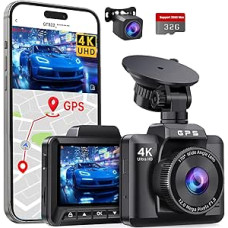 Dash Cam Car Front Rear 4K + 1080P, Dash Cam Car with GPS WiFi, Parking Monitoring, Dual Car Camera with 32GB Card, 170° Wide Angle, Super Night Vision, G-Sensor, Loop Recording, App Control, Max
