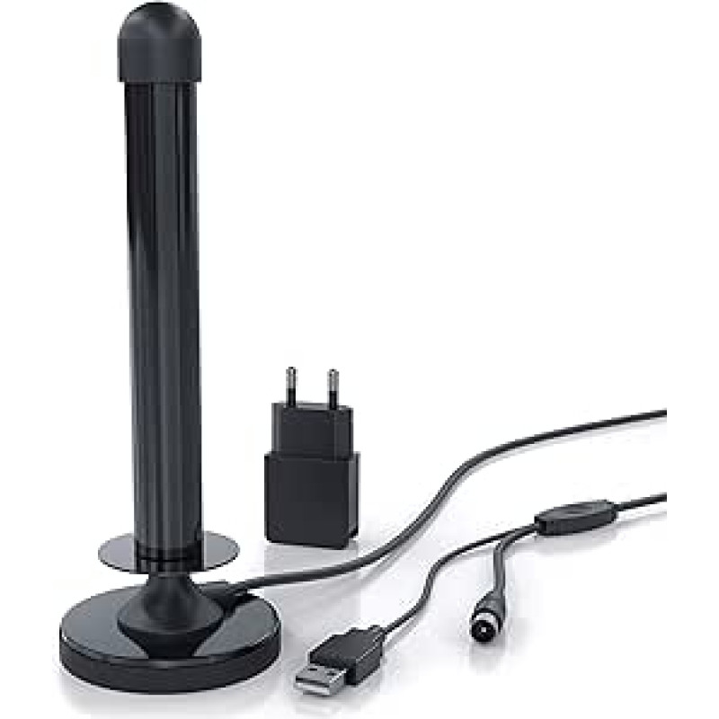CSL DAB+ DVB-T2 HD antena Aktyvioji skaitmeninė HDTV lazdelei skirta vidaus antenos antenos stiprintuvo antena 4 m kabelis USB ir koaksialinis kištukas su USB maitinimo šaltiniu