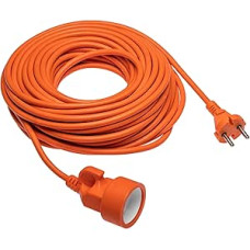 GTV Orange 30 m Quality Rubber Extension Cable Garden Extension Cable 2 x 1.0 mm², Max. 10 A, Universal Plug, Weatherproof Cable, Ideal for Outdoor Use, Garden